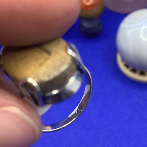 Excellent Picture Jasper Wood-Grained Ring! .925 Sterling Overlay, Size 8.75 - Picture 9 of 13